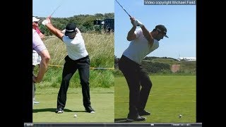 Jon Rahm golf swing  Long Iron faceon amp downtheline July 2017 [upl. by Lilybelle]