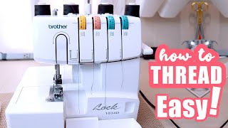 EASY How To Thread Brother 1034D Serger [upl. by Llatsyrk]