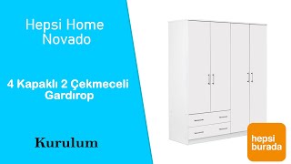 Hepsi Home Novado 4 Kapaklı 2 Çekmeceli Gardırop Kurulum  Montaj [upl. by Dranik]