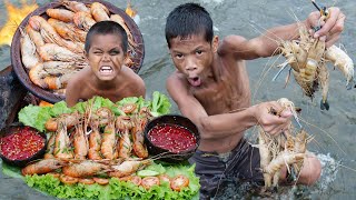 Primitive Technology  Kmeng Prey  Cooking Lobster Recipe [upl. by Lalitta453]