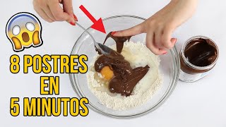 LOS 8 MEJORES POSTRES EN 5 MINUTOS  8 recetas FÁCILES Y RÁPIDAS [upl. by Osmund]