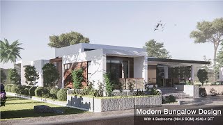 Modern Bungalow House Design with 4 Bedrooms 263x15 Meters [upl. by Darrej]