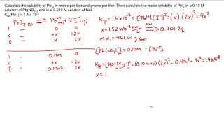 Equilibrium  Solubility Calculation Involving Common Ion Effect [upl. by Bilow]