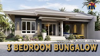 HOUSE DESIGN 3 Bedroom Bungalow  125sqm  Exterior amp Interior Animation [upl. by Koy510]