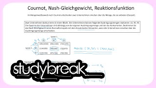 Cournot NashGleichgewicht Reaktionsfunktion  Spieltheorie [upl. by Orwin357]