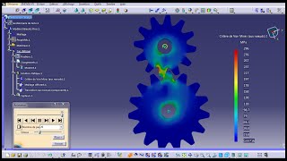 Gear simulation Catia V5 FEM Structure Analysis [upl. by Enaillil]