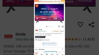 ONIDA 43quot4K Ultra HD Google TV  ₹20990  Best Budget 4K TV for Streamingshorts [upl. by Dannel]