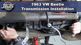 JBugs  1963 VW Beetle  Transmission Installation [upl. by Ydnahs]