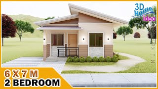 SMALL HOUSE DESIGN  6x7m 2 Bedroom  Pinoy Bungalow House [upl. by Darill]