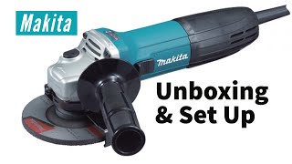 Makita GA4530R Angle Grinder  Unboxing and Setting Up [upl. by Ahsital286]