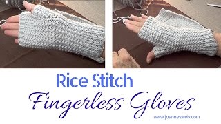 Rice Stitch Fingerless Gloves or Mittens  From Start to Finish Knitting [upl. by Eussoj]