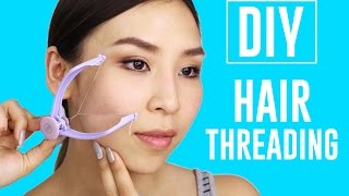 At Home DIY Hair Threading  TINA TRIES IT [upl. by Aserej336]