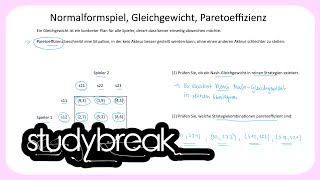 Normalformspiel Gleichgewicht Paretoeffizienz  Spieltheorie [upl. by Valdes]