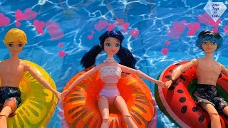 FLOATIES party  Miraculous Ladybug  pool  Barbie  lazy river  water fun splash Season 3 [upl. by Lammond461]