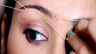 Painless Eyebrow Threading Tutorial At Home Useful Tips  SUPER EASY [upl. by Nosrej]