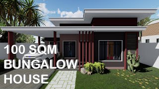 100 SQM BUNGALOW HOUSE DESIGN  Konsepto Designs [upl. by Anauqat185]