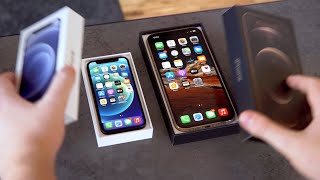 iPhone 12 mini amp Pro Max Unboxing Größenvergleich amp Gewinnspiel [upl. by Nyliret144]