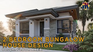 HOUSE DESIGN 2 Bedroom Bungalow 8x10 meters  Exterior amp Interior  OFW Dream House [upl. by Baldwin]