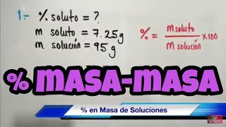 Porcentaje  MasaMasa en Química [upl. by Ellehc]