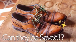 RESTORING OLD ALLEN EDMONDS STRANDS Shoe Restoration Tutorial and Shine [upl. by Enyrehtak]