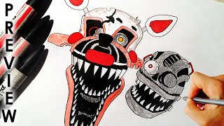 How to draw Nightmare Mangle jumpscare from FNAF 4 drawing lesson preview [upl. by Rossie988]