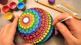 EASY Dot Art Mandala Rock Painting Using ONLY Qtip Toothpick Pencil Lip Balm tool  How To Lydia May [upl. by Savannah]