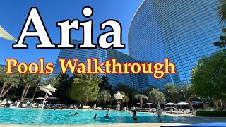 ARIA RESORT amp CASINO POOLS WALKTHROUGH April 2021  VEGAS etc [upl. by Assinna]