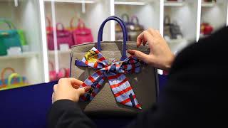 7 Ways to Tie a Twilly Scarf on Your Hermès Bag – Roses Ribbons and More [upl. by Mag]