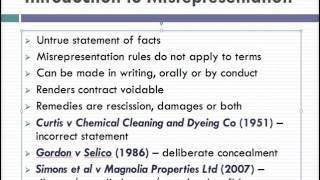 Misrepresentation Lecture 1 of 4 [upl. by Brian397]