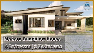 Modern Bungalow House Design Idea with 4 Bedrooms [upl. by Barbabas]