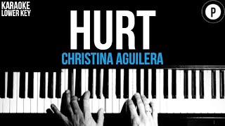 Christina Aguilera  Hurt Karaoke SLOWER Acoustic Piano Instrumental Cover Lyrics LOWER KEY [upl. by Wenz858]