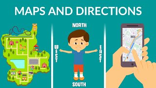 Maps and Directions  Types of Maps  Cardinal Directions  Video for Kids [upl. by Eilegna]