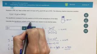 ALEKS  Calculating Equilibrium Composition from an Equilibrium Constant [upl. by Zigmund]