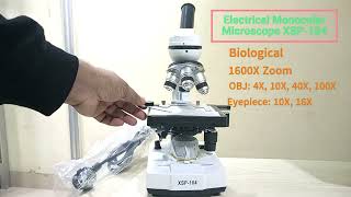 Electrical Monocular Microscope 1600X Zoom XSP 104 Unboxing and Featuring [upl. by Molloy]