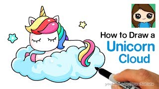 How to Draw a Unicorn on a Cloud Easy [upl. by Bax]