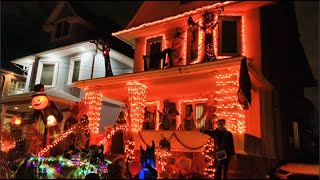 Dyker Heights Halloween Decorated House Night Walk  Brooklyn NYC [upl. by Najed]